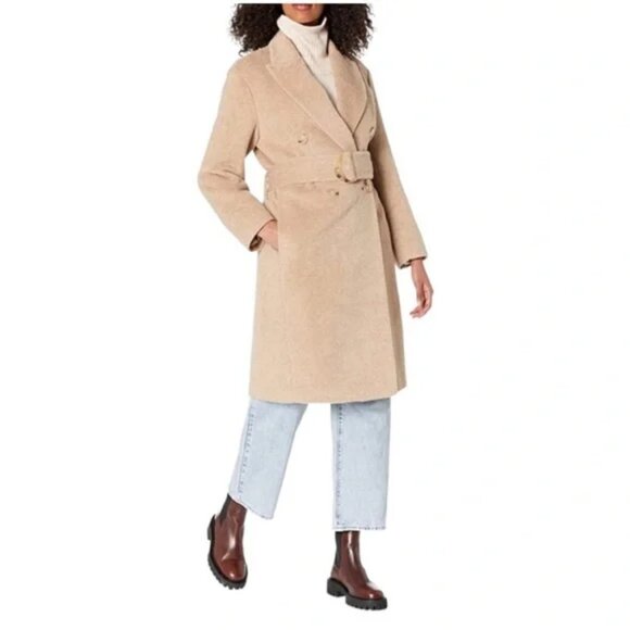 Vince Womens Beige Alpaca Double Breasted Dress Long Coat Outerwear NWT - Picture 4 of 4